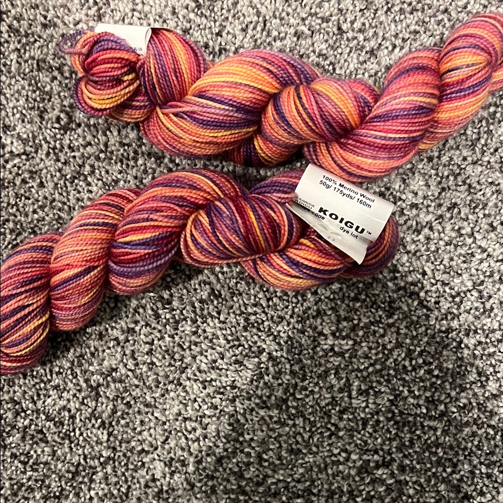 Koigu Painter's Palette Hand-Dyed Yarn Skeins Orange,Purple, Pink Made in Canada